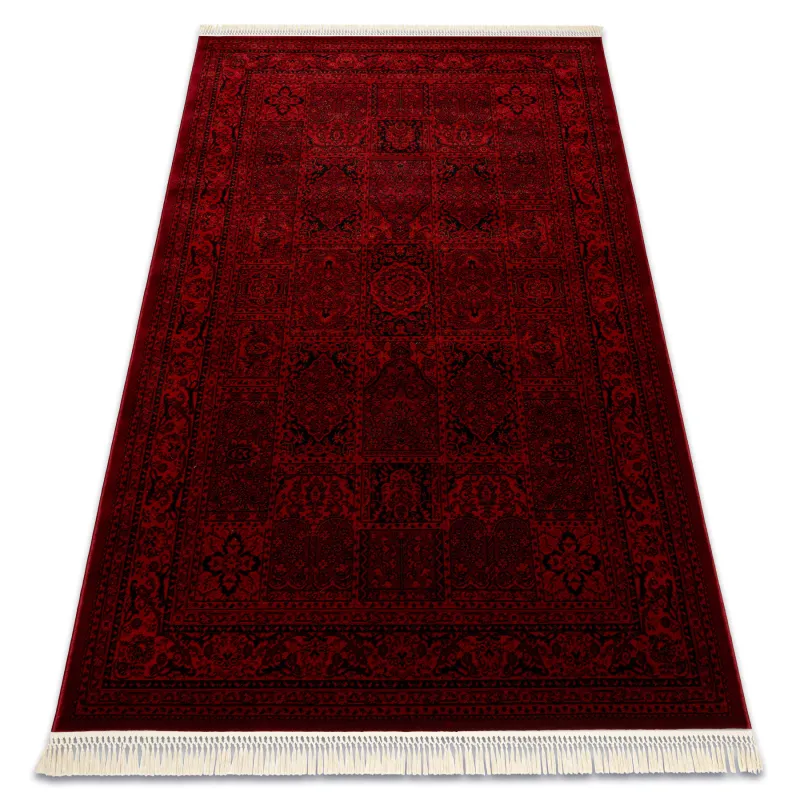 Teppich ORIENT 5365 bordeaux / schwarz Rahmen, orientalisch, mit Fransen