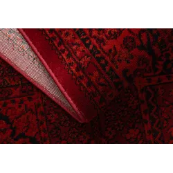 Teppich ORIENT 5365 bordeaux / schwarz Rahmen, orientalisch, mit Fransen