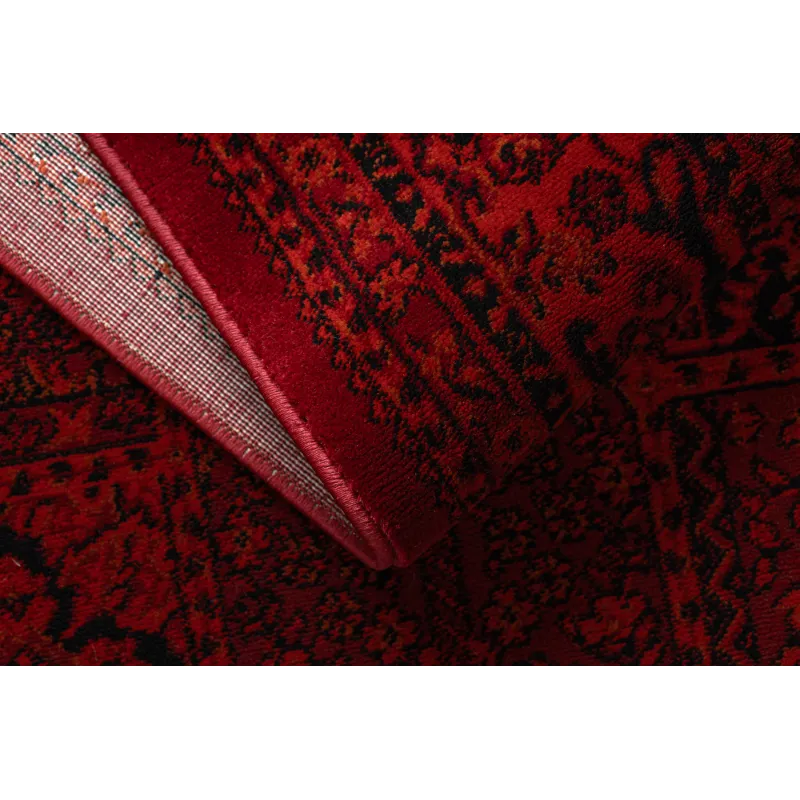 Teppich ORIENT 5365 bordeaux / schwarz Rahmen, orientalisch, mit Fransen