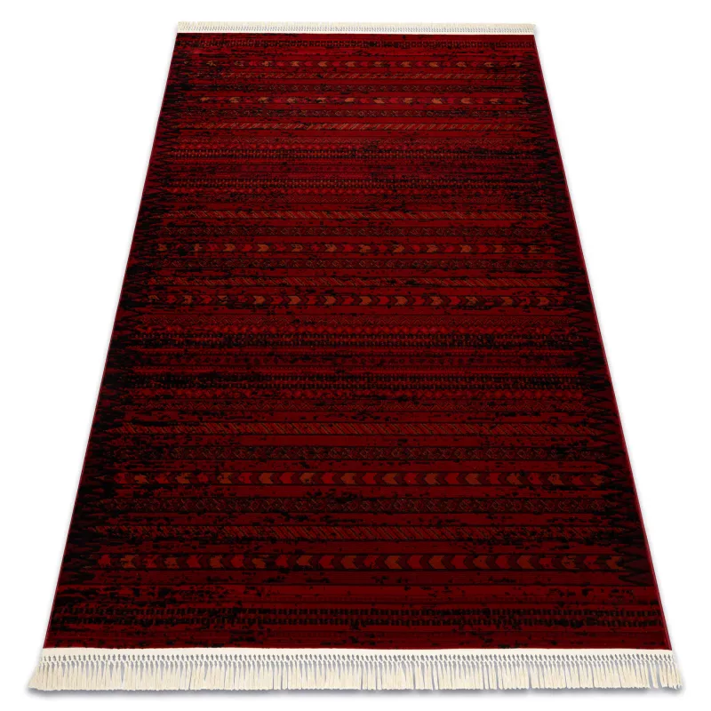 Teppich ORIENT 5820 bordeaux / schwarz Orientalisch, Streifen mit Fransen