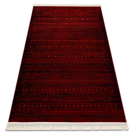 Teppich ORIENT 5820 bordeaux / schwarz Orientalisch, Streifen mit Fransen