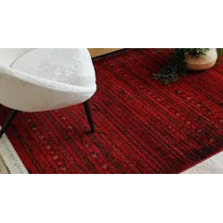 Teppich ORIENT 5820 bordeaux / schwarz Orientalisch, Streifen mit Fransen