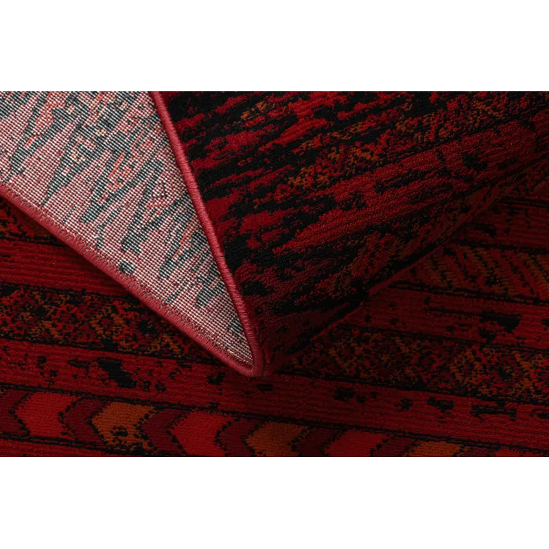 Teppich ORIENT 5820 bordeaux / schwarz Orientalisch, Streifen mit Fransen