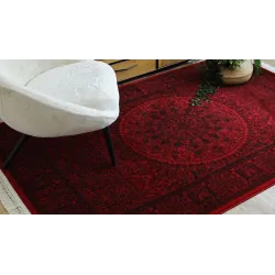 Teppich ORIENT 6039 bordeaux / schwarz Rahmen, Roset, orientalisch, mit Fransen