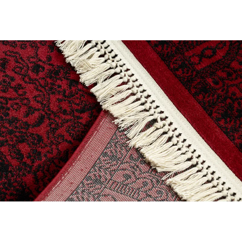 Teppich ORIENT 6039 bordeaux / schwarz Rahmen, Roset, orientalisch, mit Fransen