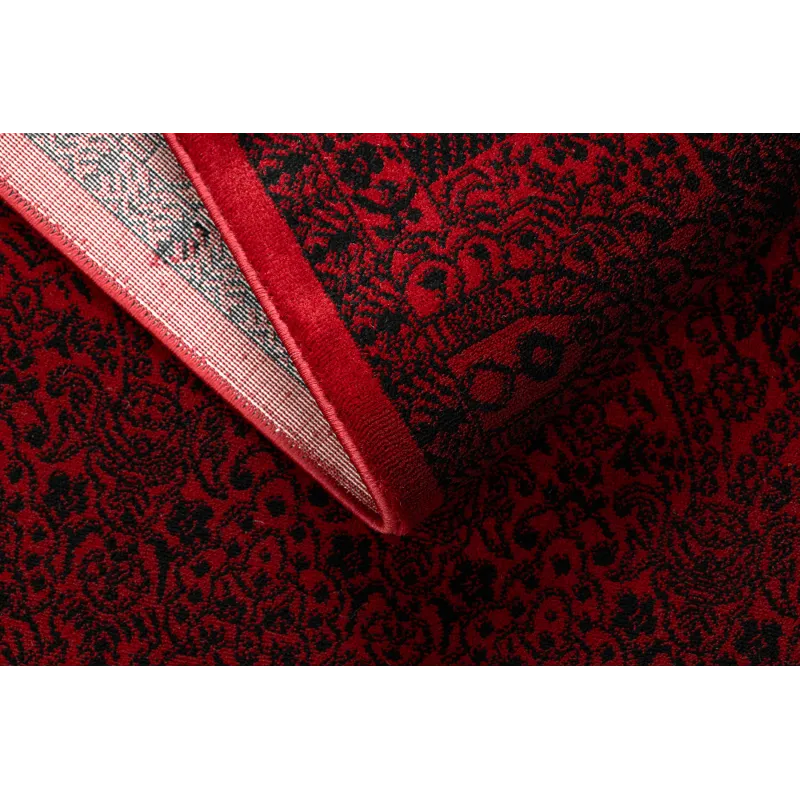 Teppich ORIENT 6039 bordeaux / schwarz Rahmen, Roset, orientalisch, mit Fransen