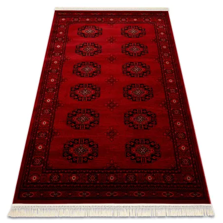 Teppich ORIENT 6871 bordeaux / schwarz Rahmen, klassisch, Ornament, mit Fransen