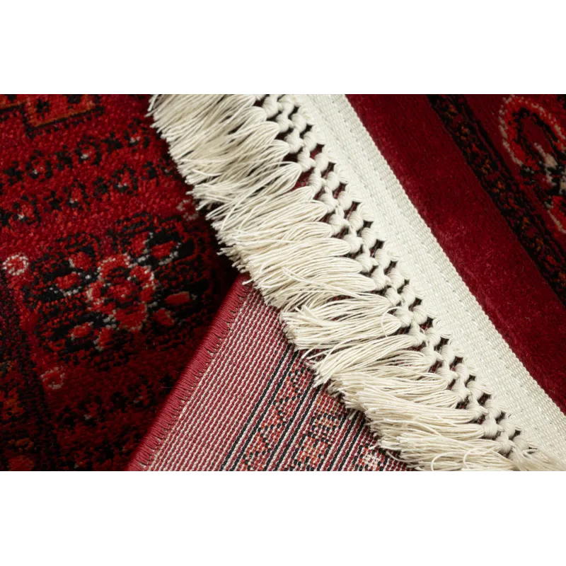 Teppich ORIENT 6871 bordeaux / schwarz Rahmen, klassisch, Ornament, mit Fransen
