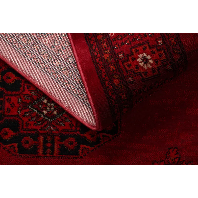 Teppich ORIENT 6871 bordeaux / schwarz Rahmen, klassisch, Ornament, mit Fransen