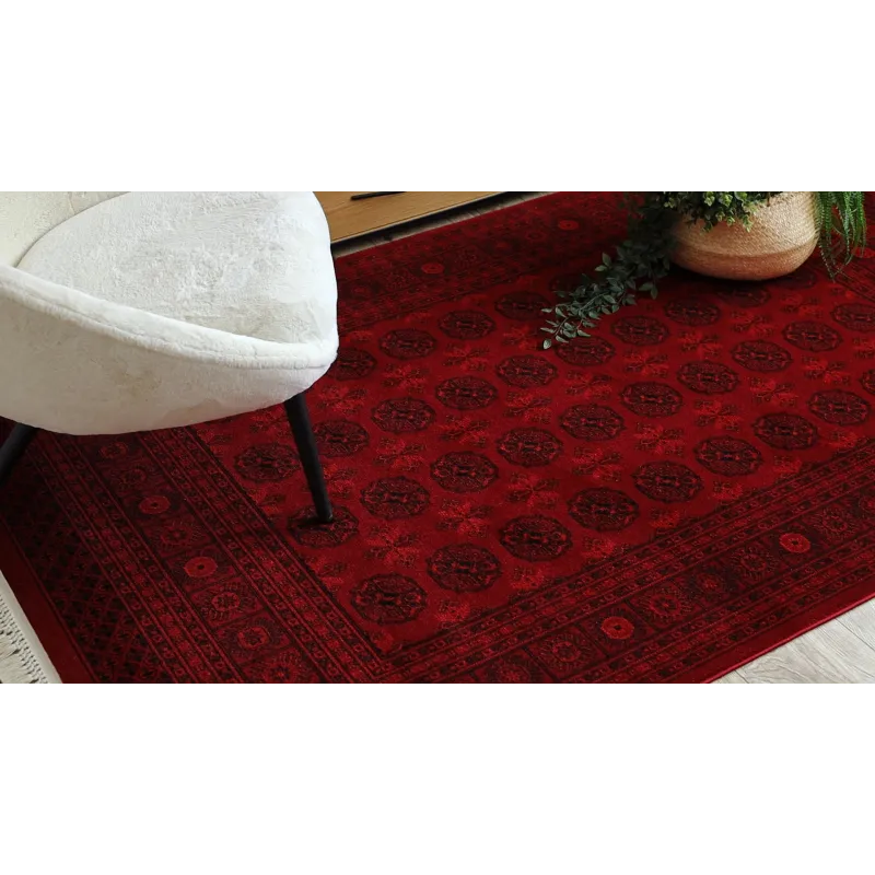 Teppich ORIENT 6889 Bordeaux / Schwarz Buchara, Rahmen, orientalisch, mit Fransen