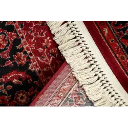 Teppich ORIENT Y307 Bordeaux / Schwarz Rahmen, klassisch, Ornament, mit Fransen