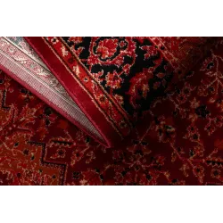 Teppich ORIENT Y307 Bordeaux / Schwarz Rahmen, klassisch, Ornament, mit Fransen