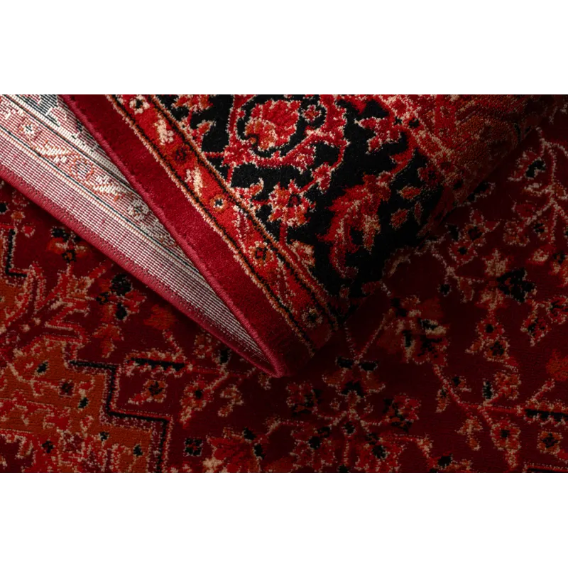 Teppich ORIENT Y307 Bordeaux / Schwarz Rahmen, klassisch, Ornament, mit Fransen