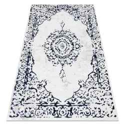 Teppich ALLURE Ornament, Rahmen - Strukturiert, stilvoll, glamourös weiß / blau