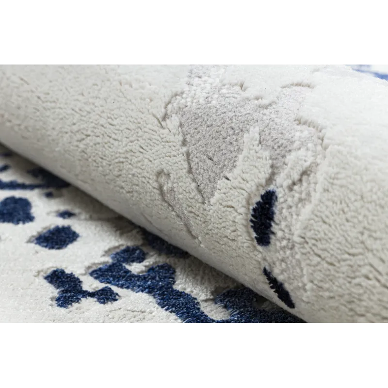 Teppich ALLURE 1961 Ornament, Rahmen - Strukturiert, stilvoll, glamourös weiß / blau
