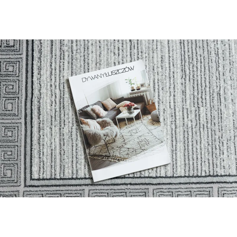 Teppich ALLURE 8783 Griechischer Schlüssel, Rahmen - Strukturell, stilvoll, glamourös hellgrau / weiß