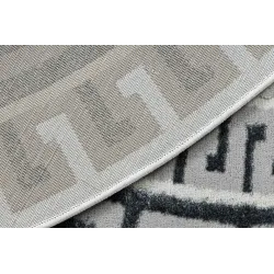 Teppich ALLURE 1960 Kreis, Griechischer Schlüssel, Rahmen - Strukturell, stilvoll, glamourös weiß / grau
