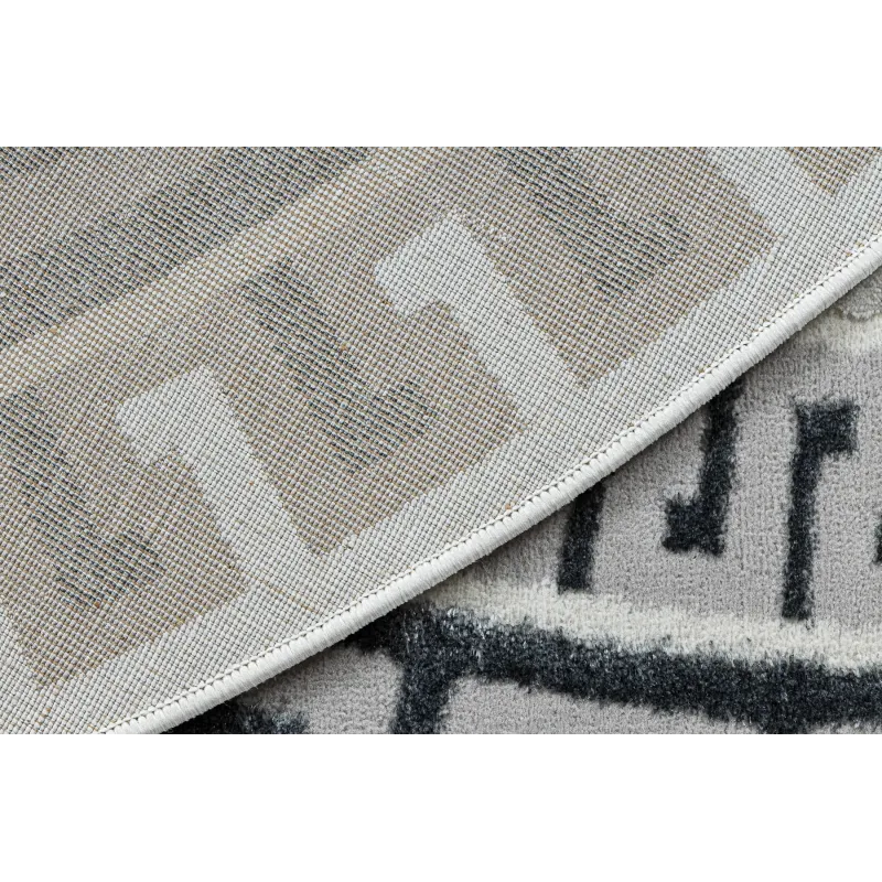 Teppich ALLURE 1960 Kreis, Griechischer Schlüssel, Rahmen - Strukturell, stilvoll, glamourös weiß / grau