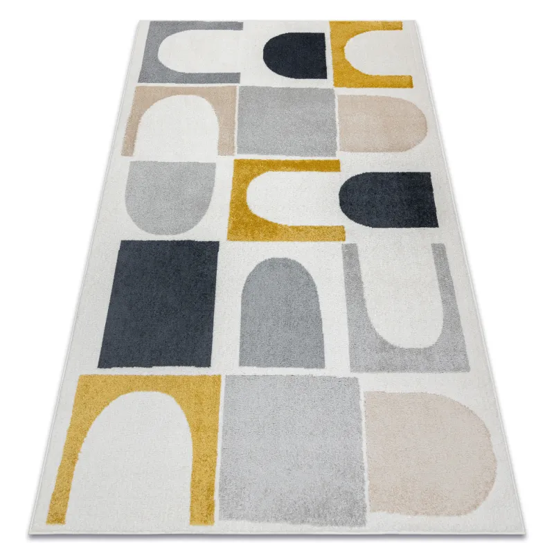 Teppich FUSION 0213 weiß / gelb - Geometrisch, modern, abstrakt