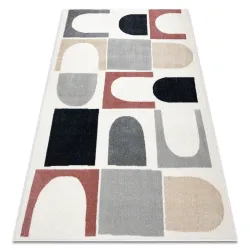 Teppich FUSION weiß / dunkelrosa - Geometrisch, modern, abstrakt