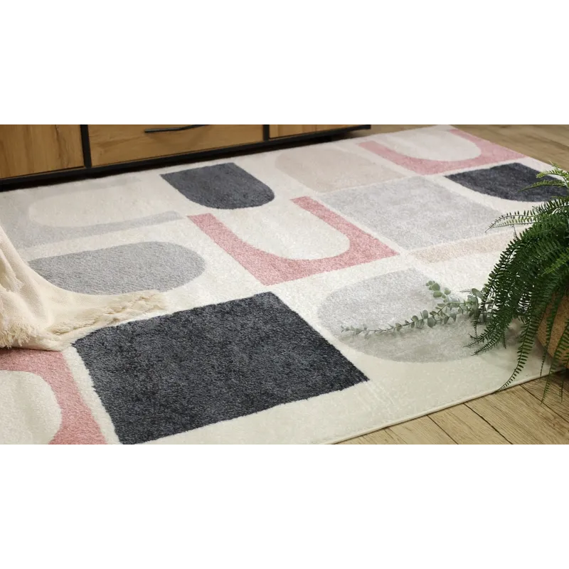 Teppich FUSION 0213 weiß / dunkelrosa - Geometrisch, modern, abstrakt