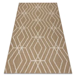 FLAT 48956265 Sisalteppich Geometrisch - naturbeige Strohfarbe, Kordel