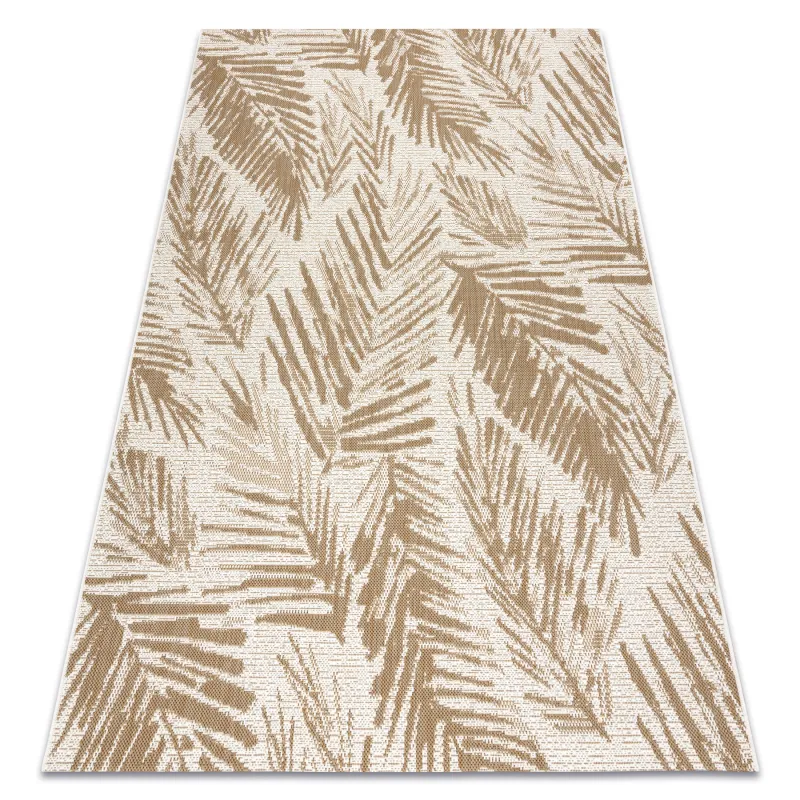 Sisal Teppich mit Palmblättern in natürlichem beige, strapazierfähiges Material