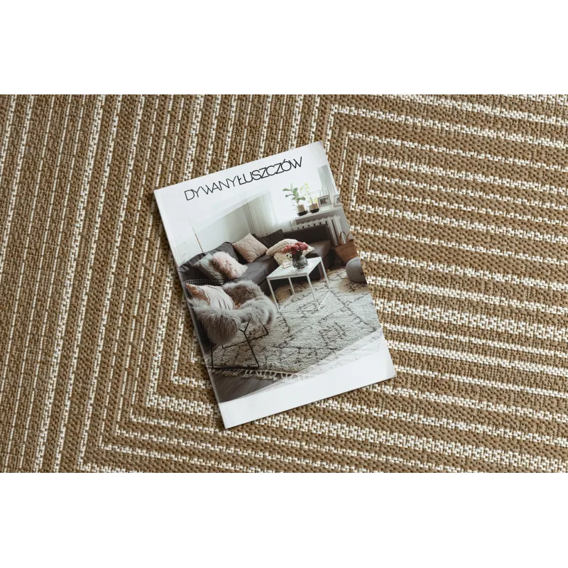 Eleganter sisal Teppich mit geometrischem Design in naturbeige für stilvolle Räume