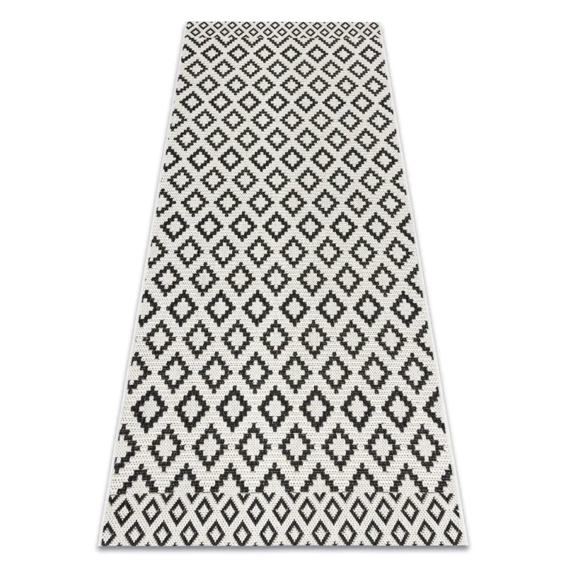 Sisal Teppich in creme-schwarz mit Rauten, perfekt für stilvolle Räume