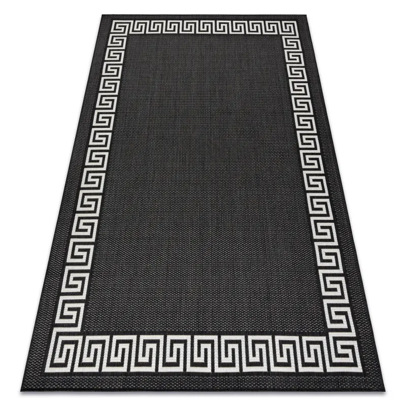 Teppich in Schwarz und Creme, perfekt für stilvolle Wohnräume