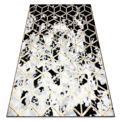 Teppich ALLURE Cube Würfel - Strukturell, stilvoll, Glamour Schwarz / Gold
