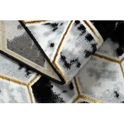 Teppich ALLURE 1966 Cube Würfel - Strukturell, stilvoll, Glamour Schwarz / Gold