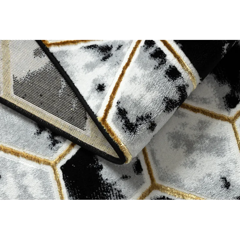 Teppich ALLURE 1966 Cube Würfel - Strukturell, stilvoll, Glamour Schwarz / Gold