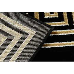 Teppich ALLURE 1968 Griechischer Schlüssel, Rahmen - Strukturell, stilvoll, Glamour Schwarz / Gold