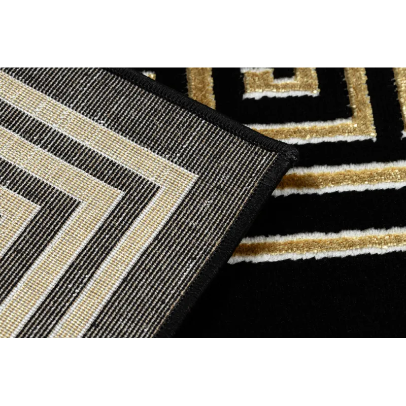 Teppich ALLURE 1968 Griechischer Schlüssel, Rahmen - Strukturell, stilvoll, Glamour Schwarz / Gold