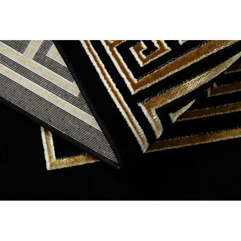 Teppich ALLURE 1968 Griechischer Schlüssel, Rahmen - Strukturell, stilvoll, Glamour Schwarz / Gold