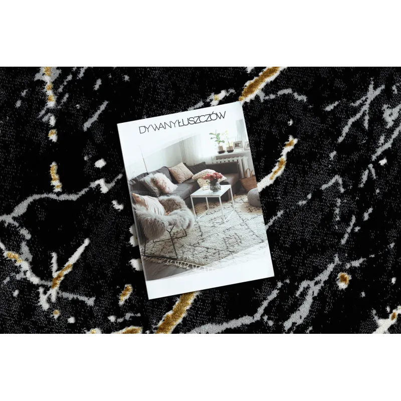 Teppich ALLURE 1963 Kreis Marmor - Strukturell, stilvoll, glamourös schwarz / gold