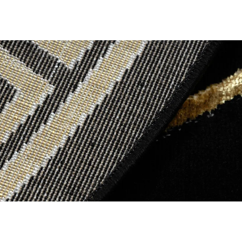 Teppich ALLURE 1968 Kreis Griechischer Schlüssel, Rahmen - Strukturell, stilvoll, Glamour Schwarz / Gold