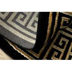 Teppich ALLURE 1968 Kreis Griechischer Schlüssel, Rahmen - Strukturell, stilvoll, Glamour Schwarz / Gold