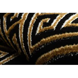 Teppich ALLURE 1968 Kreis Griechischer Schlüssel, Rahmen - Strukturell, stilvoll, Glamour Schwarz / Gold