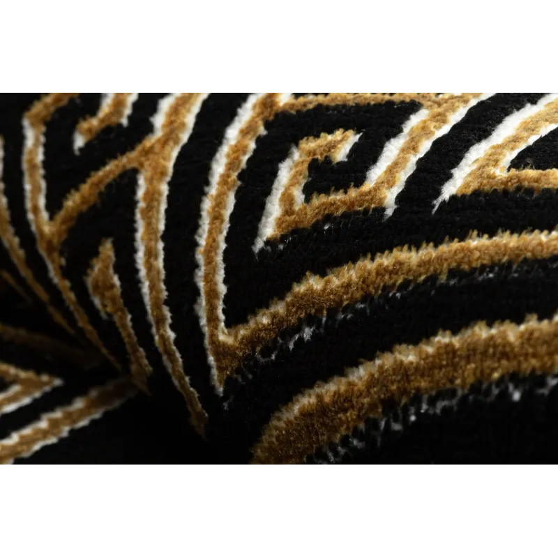 Teppich ALLURE 1968 Kreis Griechischer Schlüssel, Rahmen - Strukturell, stilvoll, Glamour Schwarz / Gold