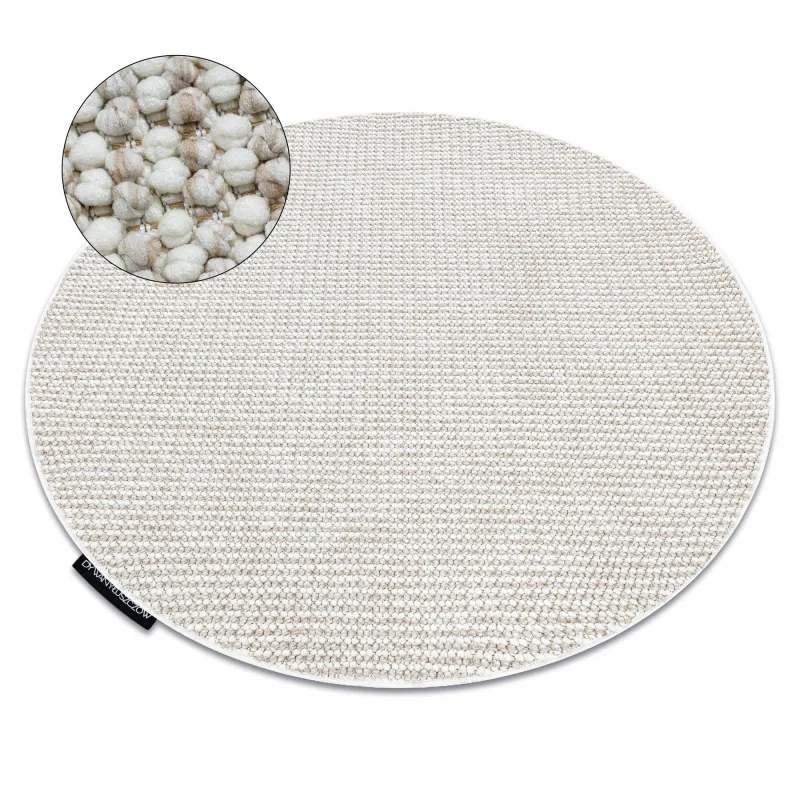 Teppich CASABLANCA LOOP rund weiß / beige Schlingflor, weich