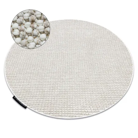 Teppich CASABLANCA LOOP rund weiß / beige Schlingflor, weich