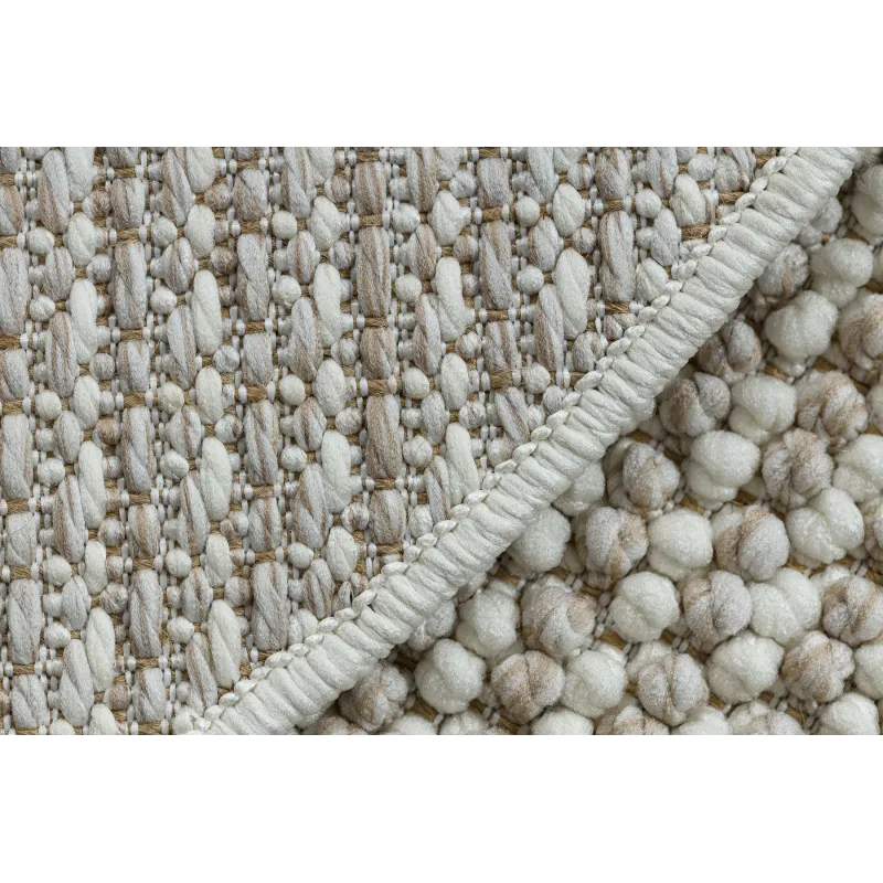 Teppich CASABLANCA LOOP rund weiß / beige Schlingflor, weich