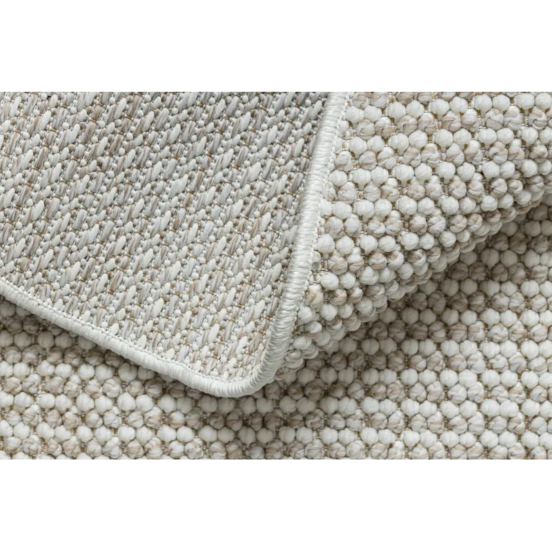 Teppich CASABLANCA LOOP rund weiß / beige Schlingflor, weich