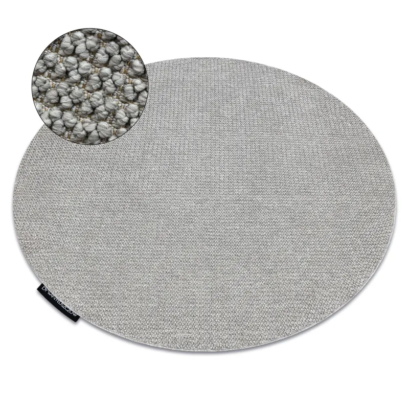Teppich CASABLANCA LOOP rund hellgrau Schlingflor, weich