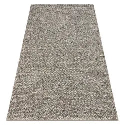 Wollteppich TAHAR Anthrazit - HANDGEWEBT Schlingflor, Melange