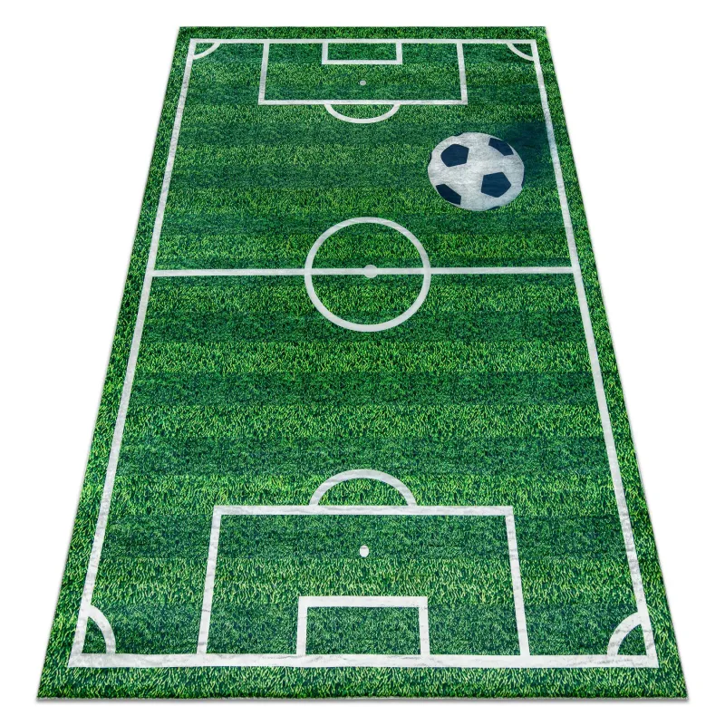 BAMBINO 51760 Kinderteppich in grün, rutschfest, Fußballmotiv für Kinder
