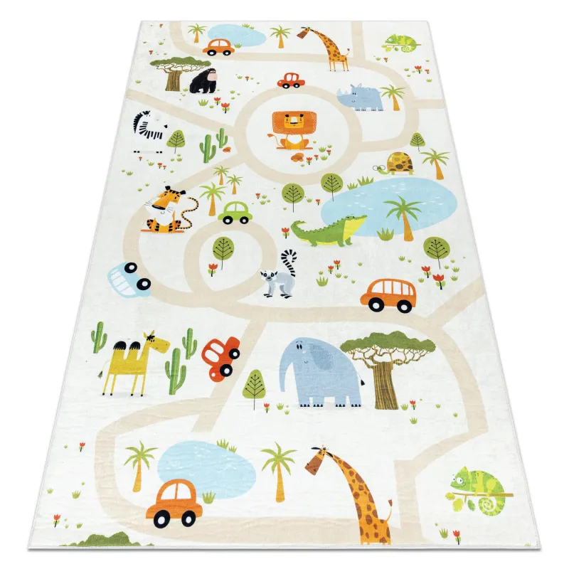 Waschteppich BAMBINO 1165 Zoo, rutschfest, beige, für Kinder - ZWEITKLASSIGES PRODUKT