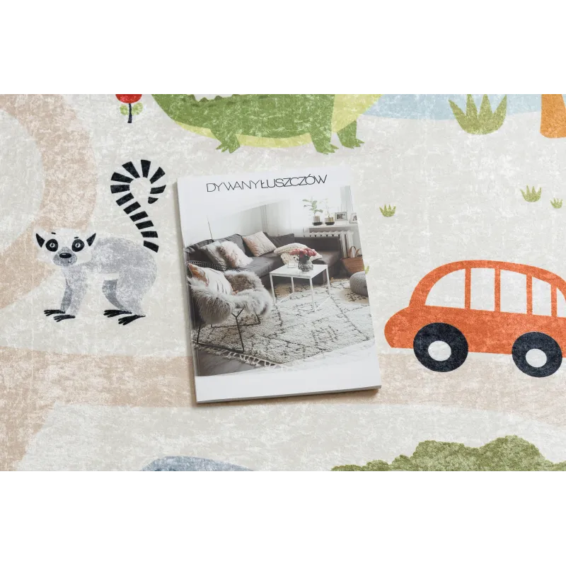 Beige Waschteppich BAMBINO 1165 Zoo, perfekt für das Kinderzimmer